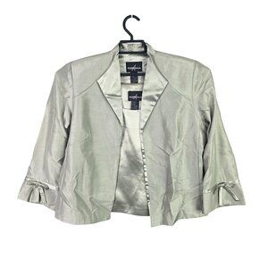 Womens 2 Piece Positive Attitude Green Jacket & Tank Set Bow Accent Sleeves 12